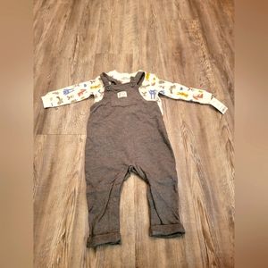 NWT Carters Baby Boys Overalls and Long Sleeve Shirt Set 18 MO